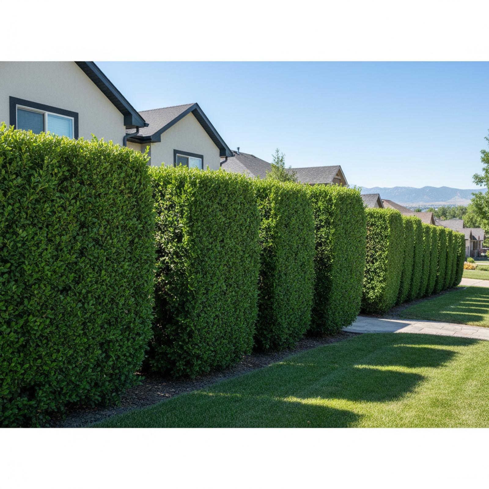 Neatly trimmed hedges along a property line